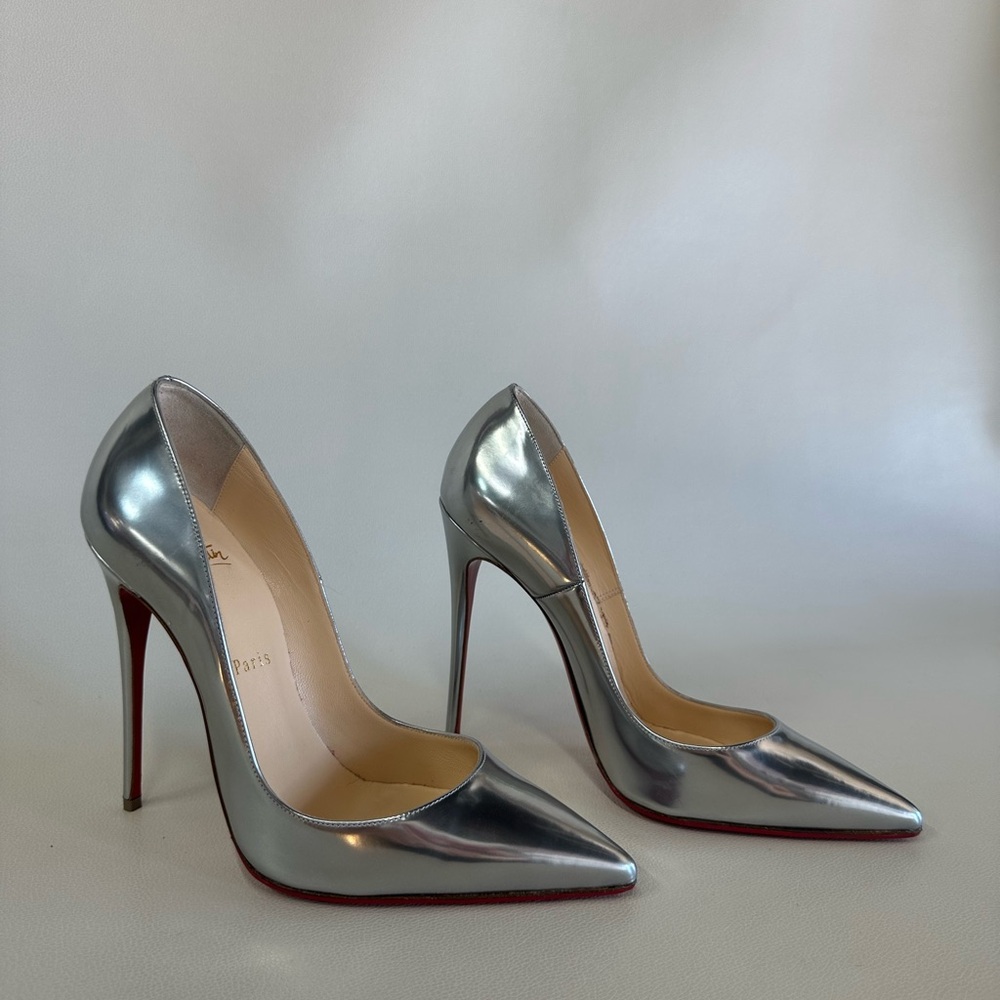 Christian Louboutin Shiny Silver Stilettos
